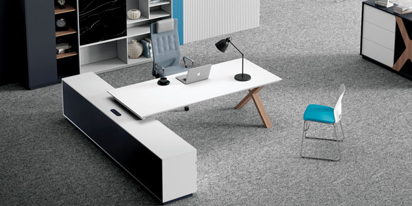 福瑪仕辦公家具|簡格系列現代板式班臺書柜組合展廳實景展示